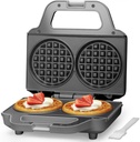 4 Inch Double Mini Waffle Maker Machine, Chaffle Maker, Waflera Electrica, Small Waffle Iron for Waffles, Keto Chaffles, Hash Browns, Cookies, Grey