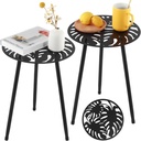 Party Zealot 2 Packs Metal Outdoor Side Tables Small Outside End Table for Patio Round Accent Garden Corner Table for Small Spaces, Balcony, Porch Plant Stand Indoor