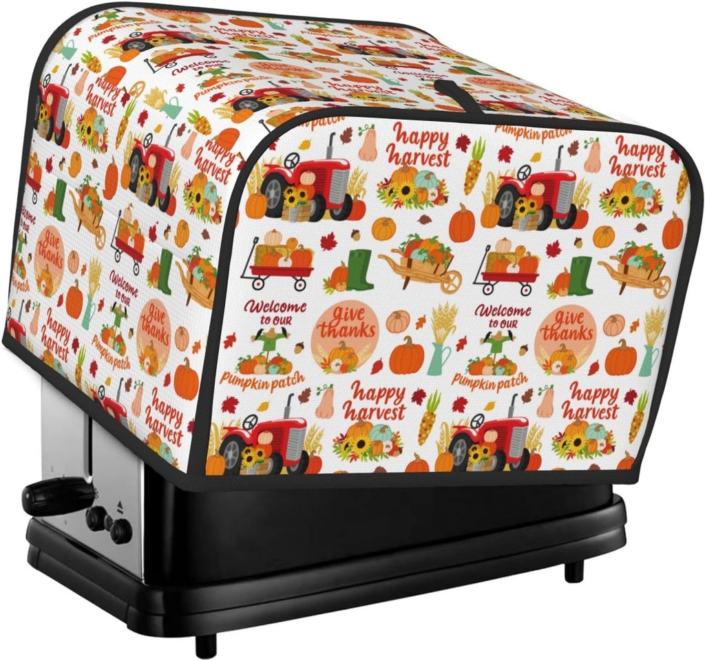Oven Cover Kitchen Bread Machine Protector,4 Slice Toaster Cover For Home,Fingerprint Coaster Cover,Kitchen Small Appliance,Fall Farm Pumpkin