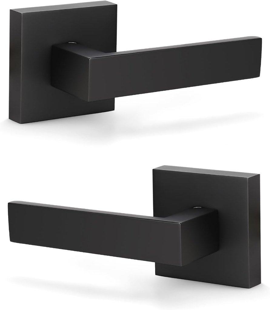 KNOBWELL 2 Pack Heavy Duty Dummy Door Lever Dummy Door Handle, Matte Black Single Sided Handle for Interior Use, for Both Right/Left Handing 0.93 lb One Lever (Only One Side Use)