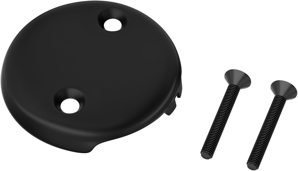 Tub Drain Overflow Cover Black- 3-1/8" Two Hole Bathtub Drain Overflow Cover with Screw Fits Most Standard Bath Tub Drains (Two Hole Bathtub Drains Cover)
