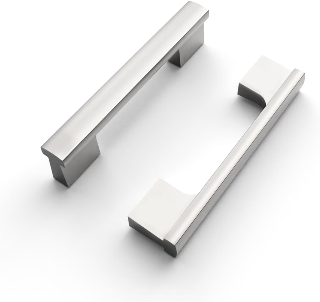 FILTA 3 Inch(76mm) Hole Centers Brushed Nickel Cabinet Pulls - Set of 10, Satin Nickel Kitchen Cabinet Handles
