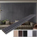 6-Pack Slat Wall Panel with 2 Trims Wood Grain Slat Wall 96" x 6.2" WPC Slats 3D Wall Panels Grey Grille