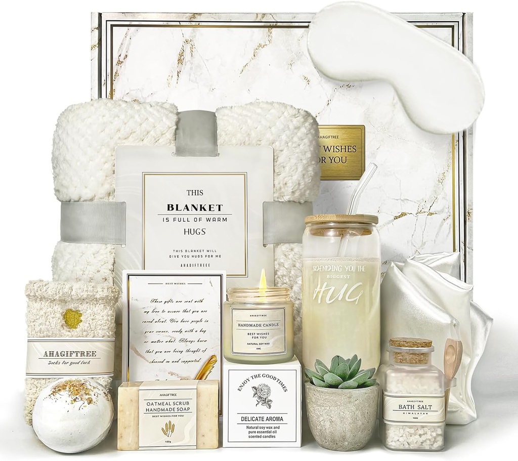 Care Package for Women,12PC Get Well Gifts for Women After Surgery,Birthday,Get Well Soon,Grief,Sympathy Gifts,Condolences (white)
