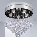 Finktonglan Modern Crystal Chandeliers 19.6 inch Round Ceiling Light Fixtures Stainless Steel Flush Mount Chandelier Ceiling Lights for Bedroom Foyer Hallway Dining Room GU 10 Bulb