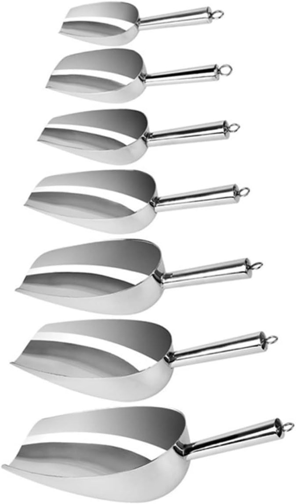 PRETYZOOM Stainless Steel Ice Cube Shovel Multi Purpose Scoop for Food Beverage Heavy Duty Tapered End for Easy Pouring for Ice Nuts Beans and More