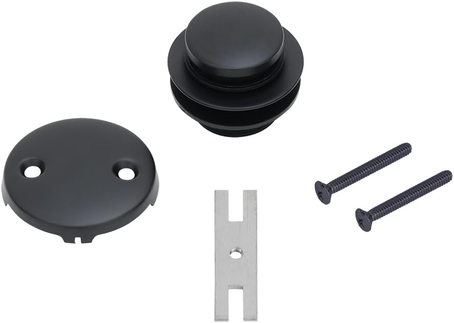 Premier Copper Products D-302BLK Tub Drain Trim and Two-Hole Overflow Cover for Bath Tubs - Matte Black