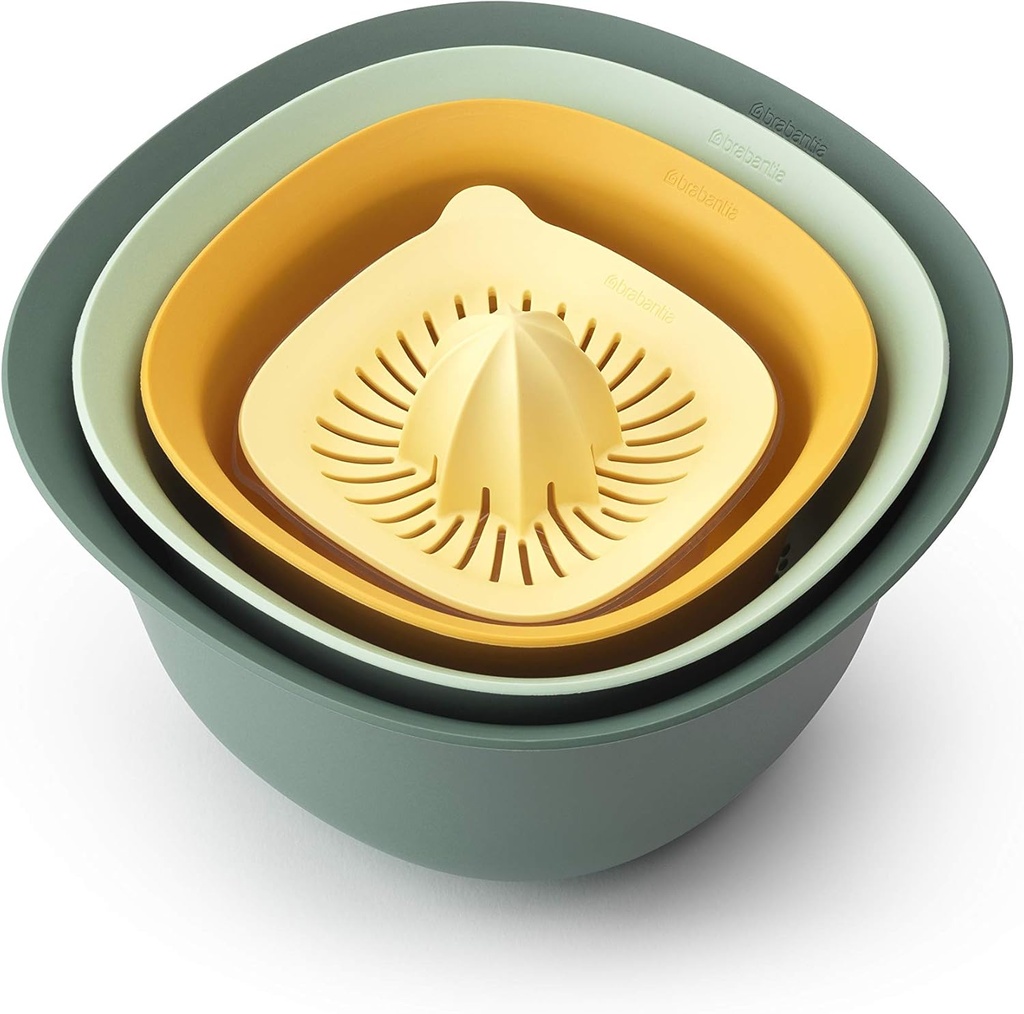 Brabantia Tasty+ Mixing Bowl Set with Colander and juicer