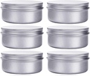 6 Ounce Aluminum Cans 180 mL Screw Lid Metal Storage Tins Containers for Storing Spices, Candies, Lip Balm, Candles, 6 Pcs.