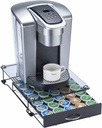 ZCDCP K Cup Holder Drawer, Coffee Pod Holder for K Cup Orgainzer with Termpered Glass Top, Keurig Coffee Pods Holder Capsule with 35 Pods, Black