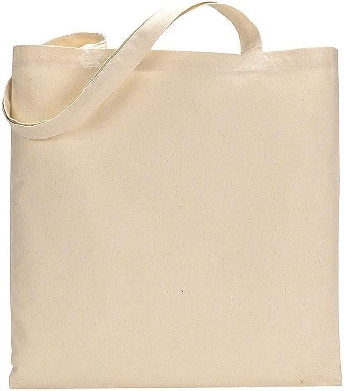 TBF Wholesale 12 Pack Cotton Canvas Natural Reusable Tote Bags in Bulk for DIY 15X16
