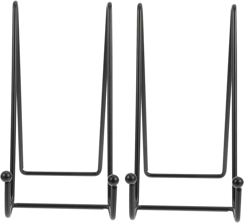 Alipis 2pcs Iron Plate Display Stands Sturdy Frame Holders for Decorative Plates Artwork and Photos for Home Office and Events Black Design