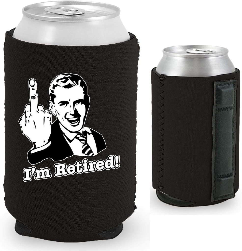 I'm Retired Magnetic Can Coolie (Black, 2 Pack)
