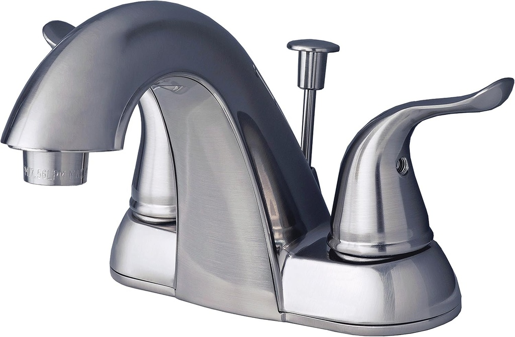 2025BN Two Handle Bathroom Vanity Sink 4" Centerset Lavatory Faucet with Pop-Up Drain Brushed Nickel Finish