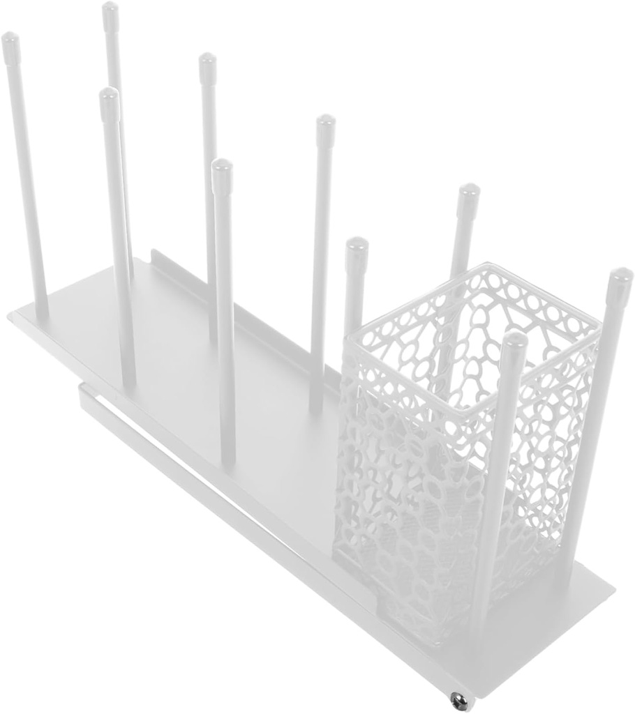 Alipis Adjustable Coffee Cup Holder Organizer Straw Basket 4 Compartment Coffee Station Storage for Home Countertop and Bar Accessories