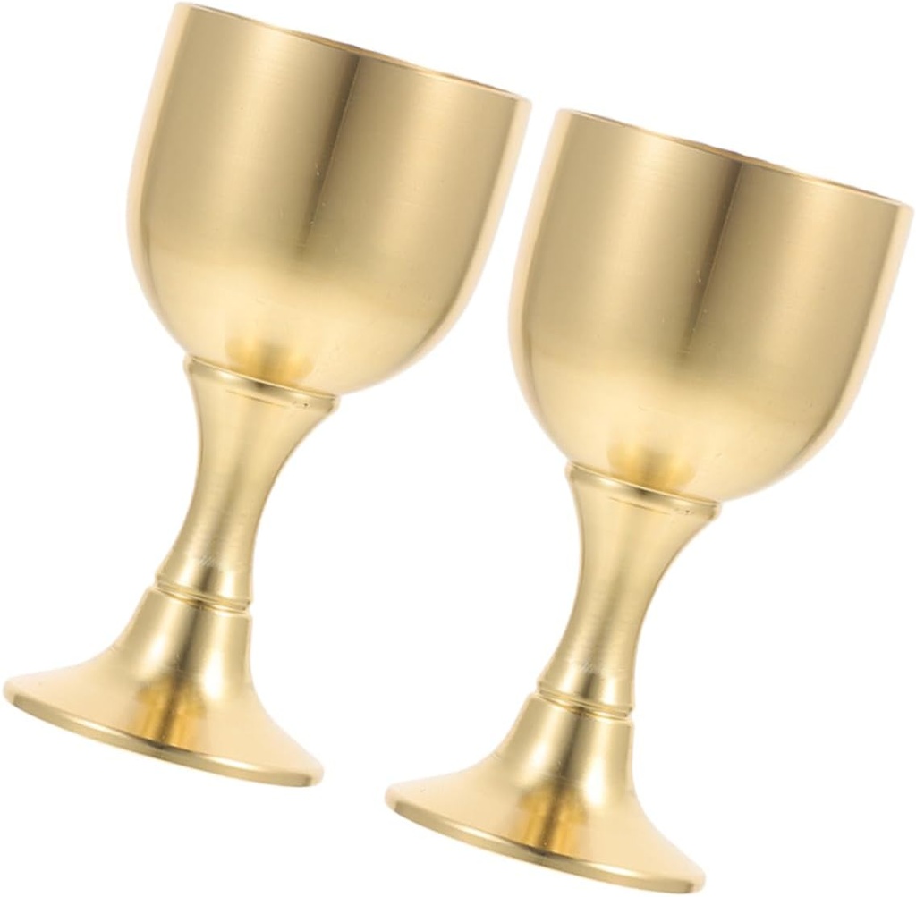 Alipis 2pcs Chalice Wine Goblet Decorative Brass Cups for Desktop Religious Temple Cup