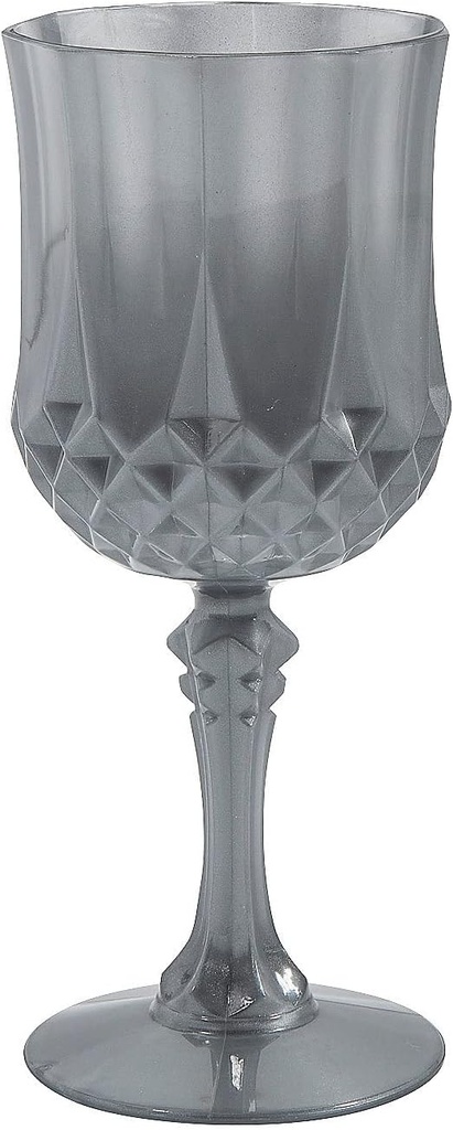 Silver Patterned Plastic Wine Glasses, 12 Count
