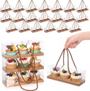 Thenshop 20 Pcs 9 x 3 x 3 Inch Christmas Clear Cupcake Boxes Portable Pastry Packaging with Handle Inserts and 3 Compartments Muffin Storage for Bakery Take out Containers Food Storage(Brown)