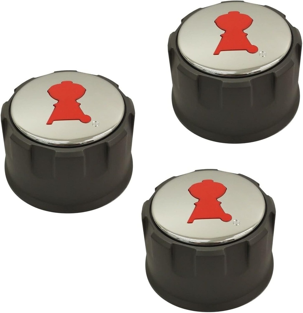 Weber # 69893 Set of 3 Control Knobs Spirit 300 Series (with Up Front Controls) Years 2013 and Newer