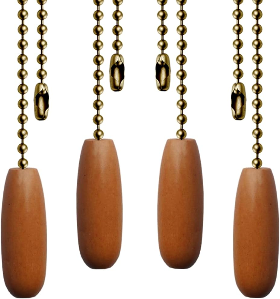 4 Pack Ceiling Fan Pull Chains 12-inch Beaded Ball Chains Wooden Decorative Pendant Extension Chains for Ceiling Light Lamp Fan Chain(Bronze)