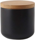 jessie Ceramic Storage Containers with Airtight Seal Bamboo Lids Kitchen Canisters for Tea Spice Seasoning Sugar Coffee (black, 260ml/9 oz)