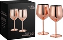 Oak & Steel - 2 Rose Gold Stainless Steel Wine Glasses (18 Oz) Unbreakable Metal Wine Glasses, Wine Goblets with Gift Box for House Warming, Valentines, Anniversary