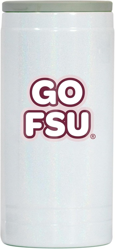 Logo Brands NCAA Florida State Seminoles 12oz Bubble Iridescent Slim Coolie - Double-Wall Stainless Steel, Vacuum Insulated Can Holder, Stylish Finish for Tailgates