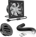 HG Power 6 Inch Exhasut Fan Kit - Metal Exhaust Fan, Aluminum Alloy Round Vent, 16-feet Flexible Air Ducting for Kitchen, Garage, Basement, Chicken Coop, Workshop, Greenhouse Ventilation Use