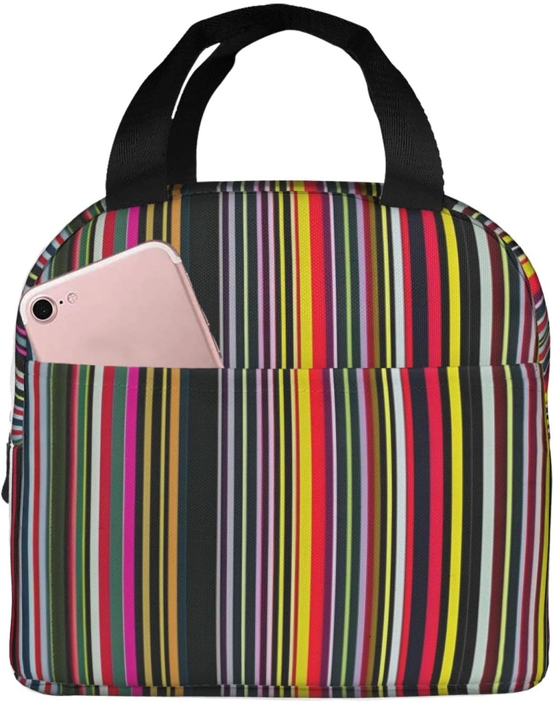 Colored Stripes Vertical Print Lunch Bags for Women, Lunch Boxes for Women Men, Reusable Insulated Lunch Bags for Adults, Lunch Tote Bags