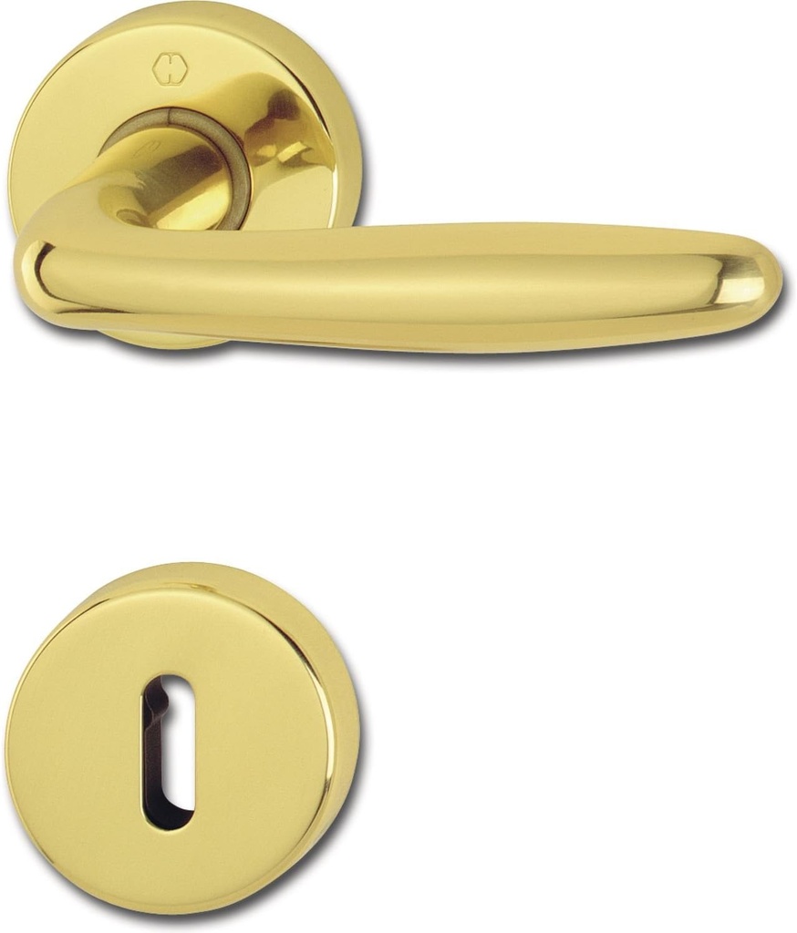 HOPPE Roissy Door Handle Set with Rosette BB Deadlock Polished Brass 3066785