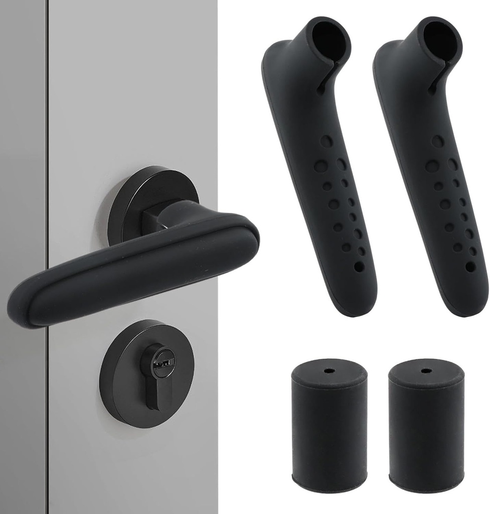 Door Handle Covers, 2 pcs safety Silicone Door Handle Protector, Thicker Door Knob Protector, Anti Scald Door Handle Cover for Heat, Antifreeze Hands in Winter, Anti Collision with 2 Collision Angles