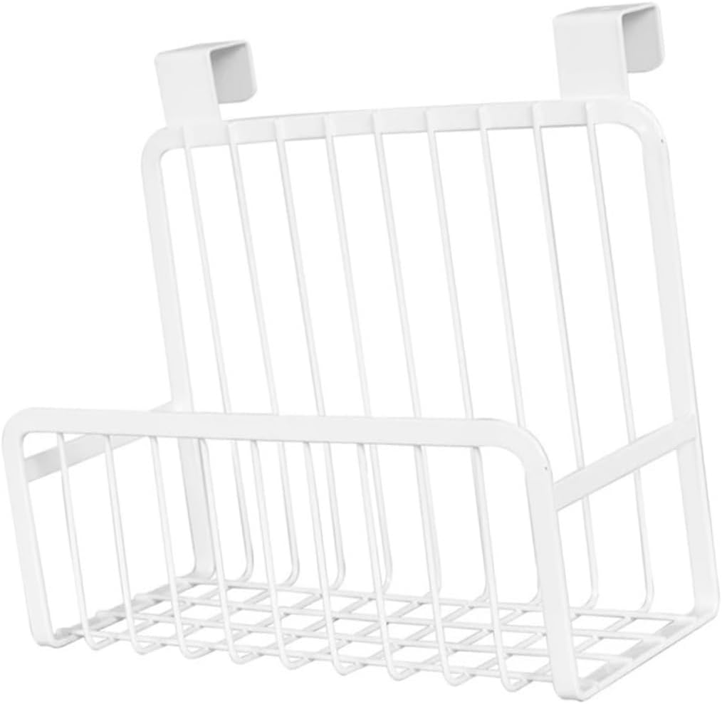OUNONA Over the Cabinet Door Basket Nail Kitchen Hanging Storage Rack Space Saving Organizer for Condiments Ventilated Design Fits Cabinet Doors Up to Thick