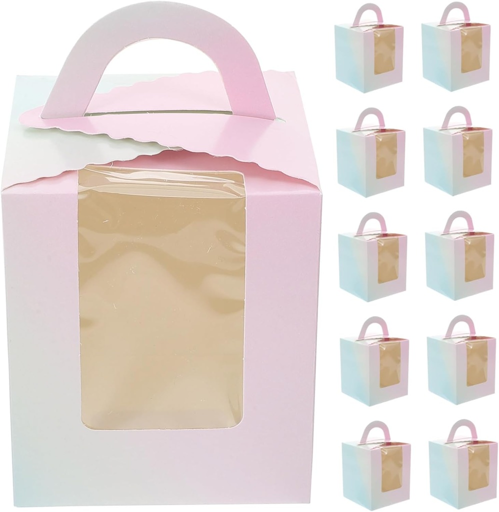 50pcs Small Cake Boxes Handle Window Mousse Cake Packaging for Desserts and Party Treats for Weddings and Birthdays