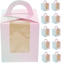 50pcs Small Cake Boxes Handle Window Mousse Cake Packaging for Desserts and Party Treats for Weddings and Birthdays