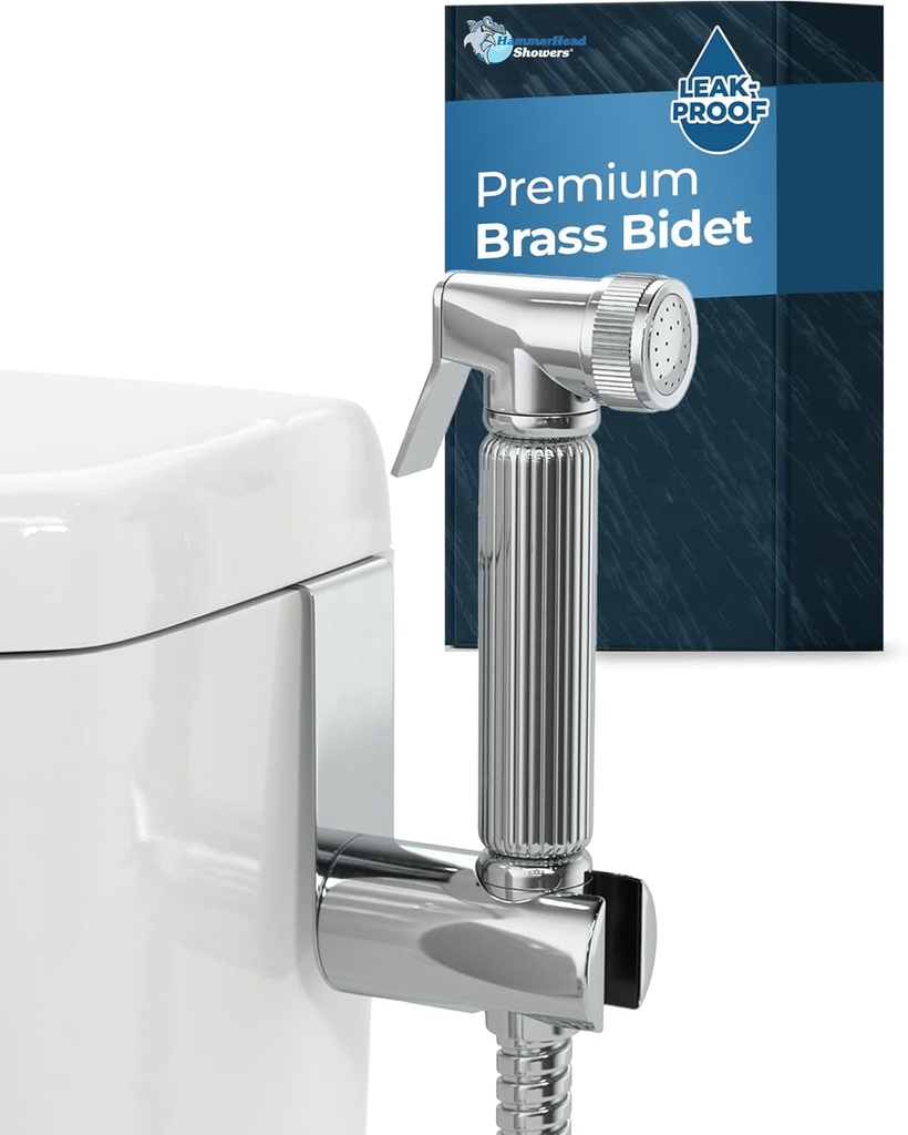 HammerHead Showers Solid Metal Handheld Bidet Sprayer for Toilet, Handheld Bidet Attachment with 59-Inch Hose and Leak-Proof T-Valve, Jet Spray for Toilet, Muslim Shower, Chrome