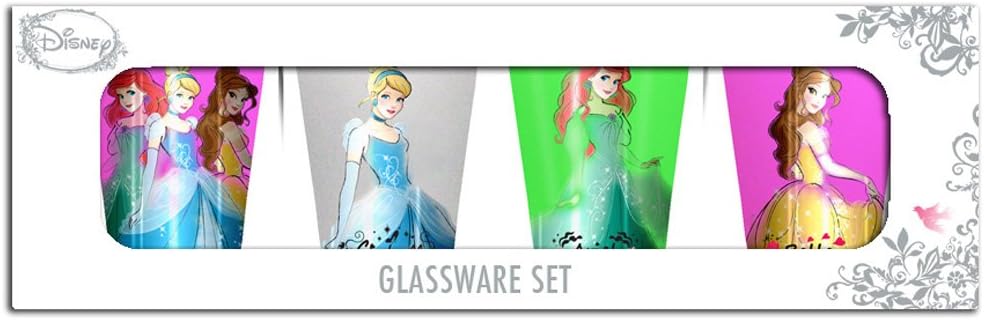 Silver Buffalo DP031SG2 Disney Princess Standing Mini Glass Set, 4-Pack