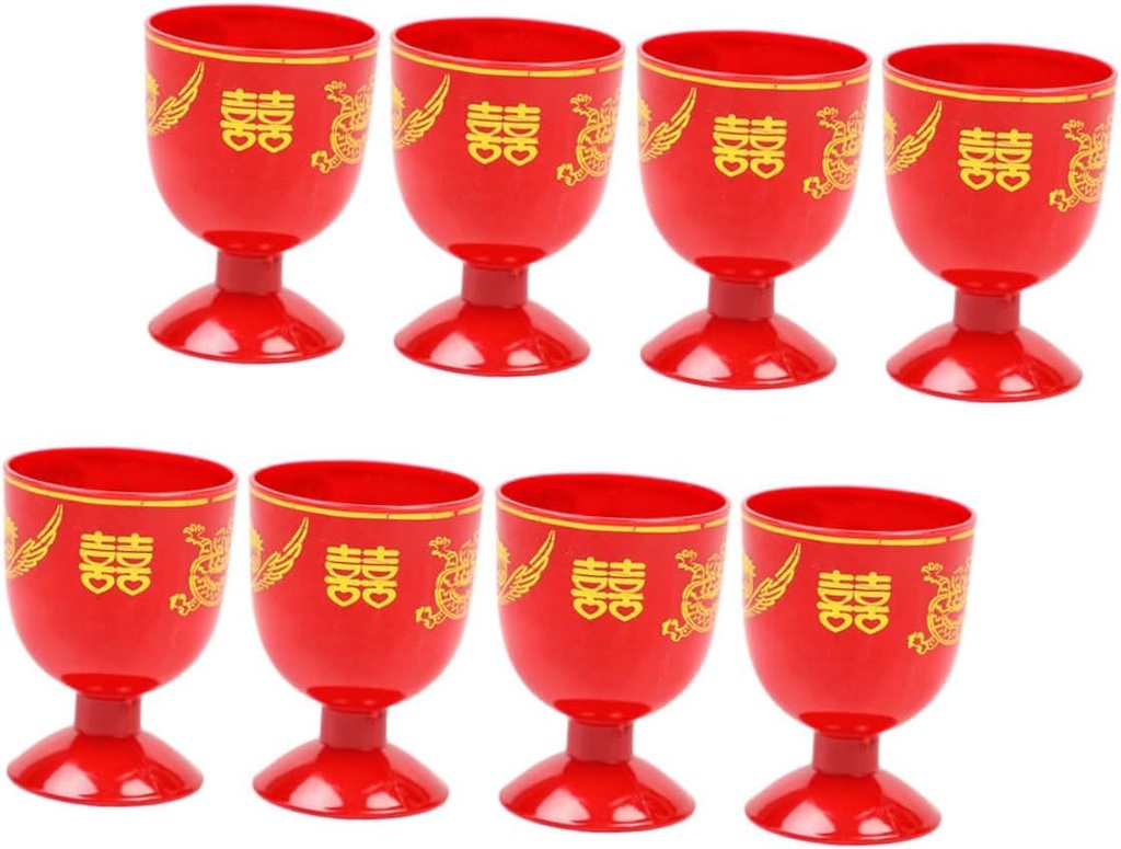 Cabilock 8pcs Retro Wedding Wine Goblets Mini Red Wine Chalices for Celebrations Drinking Cups for Home Restaurant and Party Use