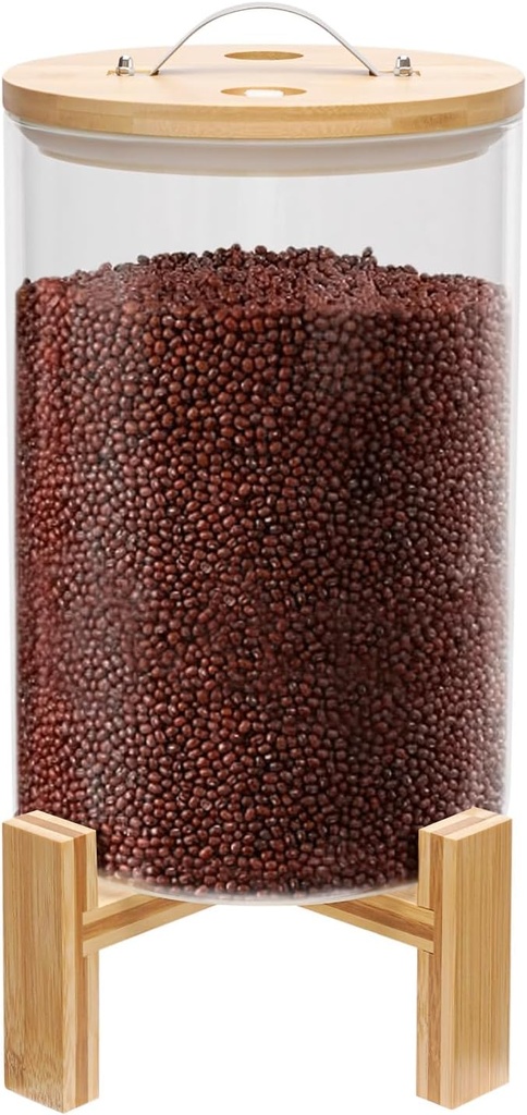 Glass Cereal Dispenser Rice Storage Container with Airtight Lid Stand and Measuring Cup Flour and Cereal Container for Kitchen Organization and Pantry Store (8L)