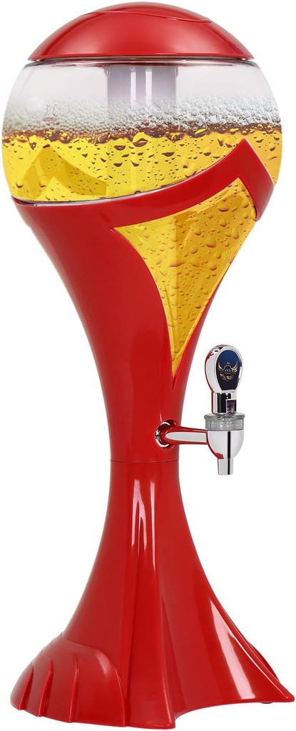 3L/101.5Oz Drink Dispensers Tower with Ice Tube Portable Sphere Wine Dispenser w/Faucet Tall Beer Dispenser for Drinks Iced Tea at Party Bar Buffet Table (Green)