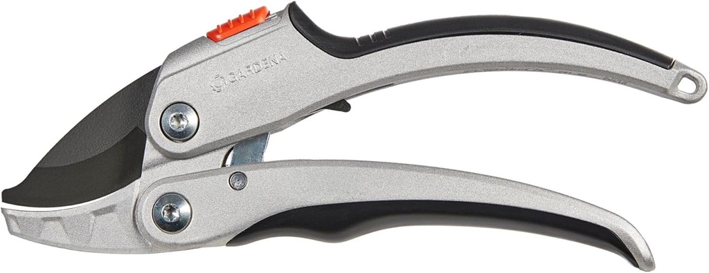 GARDENA Comfort Ratchet Secateurs SmartCut: Stable garden shears, Anvil blade for thick, dry wood of up to 25 mm, 2 handle positions, with ratchet mechanism and alu handles (8798-20)