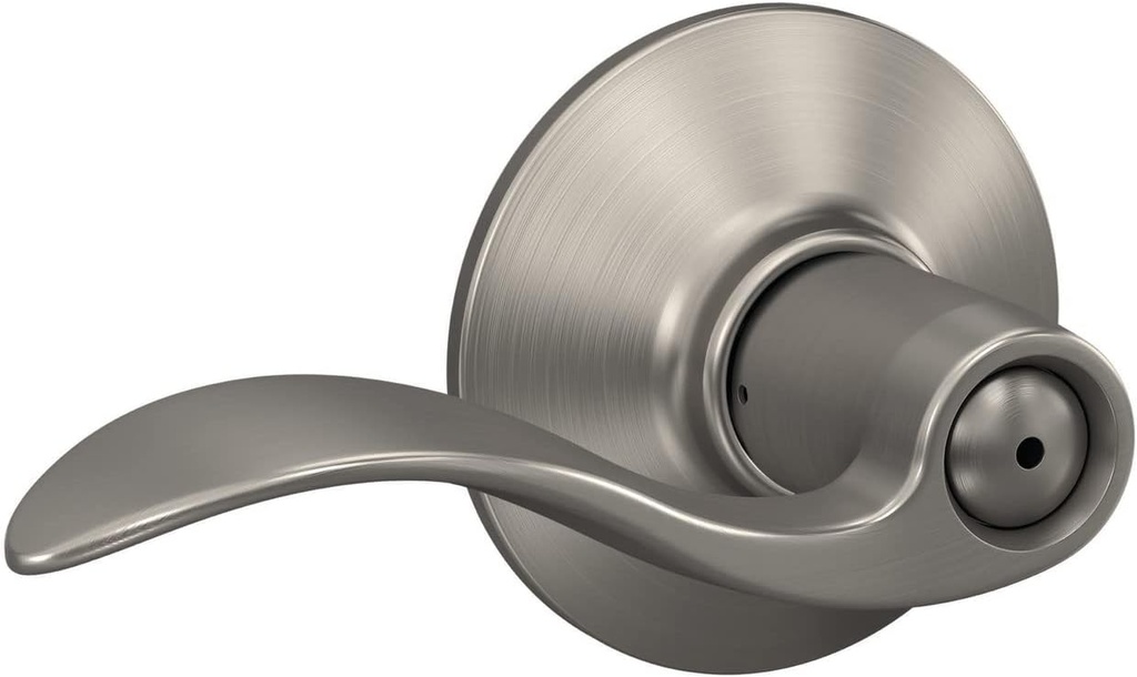 Schlage F40 V ACC 619 Accent Door Lever, Bed & Bath Privacy Lock, Satin Nickel, 5.5"L x 2.25"W
