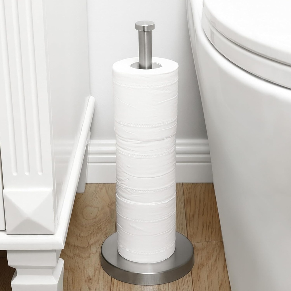 KES Toilet Paper Storage Stand, Freestanding Bathroom Toilet Paper Holder Storage for 3 Rolls SUS304 Stainless Steel Brushed Nickel, BPS201S39-2