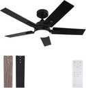 42 Inch Ceiling Fans,Ceiling Fans with Remote/APP, Black Ceiling Fan with 6-Speeds Reversible Motor, Alexa Ceiling Fan with 5 Two-sided Blades Dimmable Noiseless for Indoor Bedroom/Outdoor