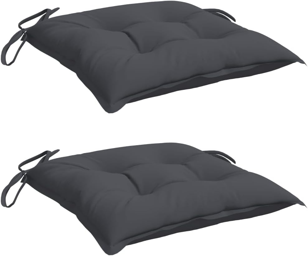 vidaXL Chair Cushions Set of 2 Anthracite 15.7"x15.7"x2.8" Oxford Fabric - Durable, Water- Cushions for Outdoor Garden, Patio, and Indoor Furniture