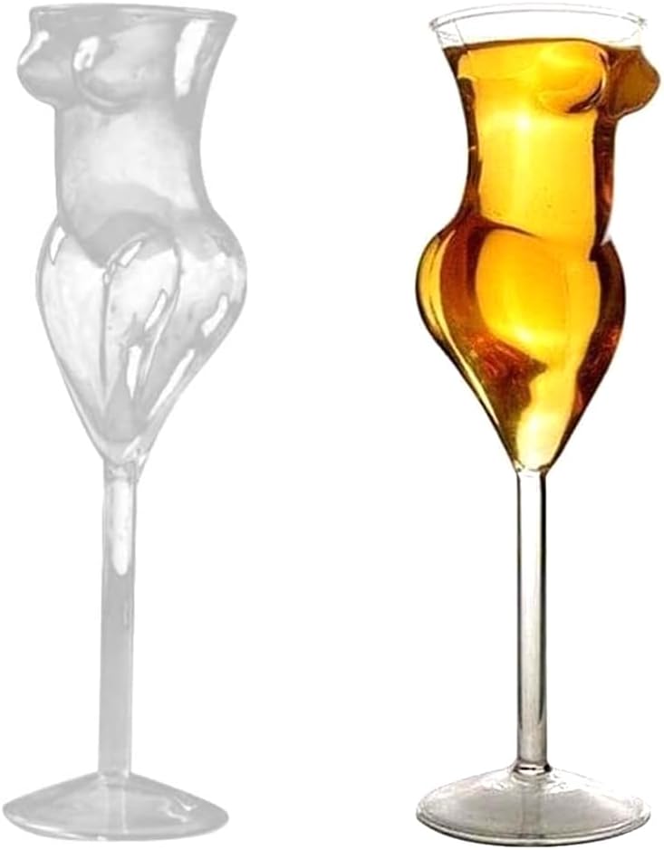Naked Women Wine Glasses,2 Pcs Novelty Wine Glasses,7 Oz Beauty Lady Woman Goblet,Transparent Female Body Whiskey Glasses,Beauty Body Shaped Cocktail Cup,Body Glasses Set For Home Bar Party