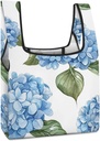 Blue Hydrangea Pattern Reusable Grocery Bags Foldable Shopping Bag Foldable Pattern Grocery Bags in Pocket