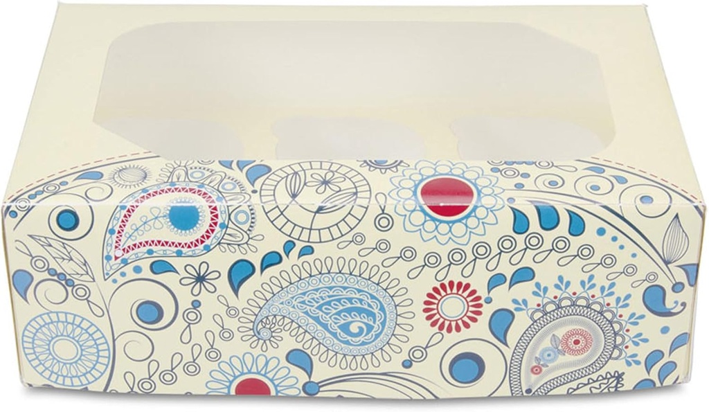 Staedter Paisley Muffin And Cupcake Box Set For 6 Cups, Multi-Colour, 2-Piece