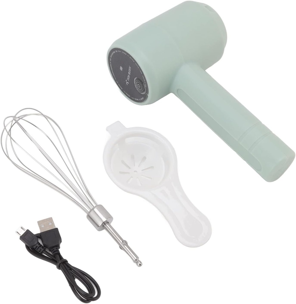 Topyond Electric Hand Mixer,Automatic USB Rechargeable Cordless Handheld Mixer for Baking Cake, Egg, Cream,Portable and Powerful,Includes USB Cable,Ideal for Home Bakers(Light cyan)