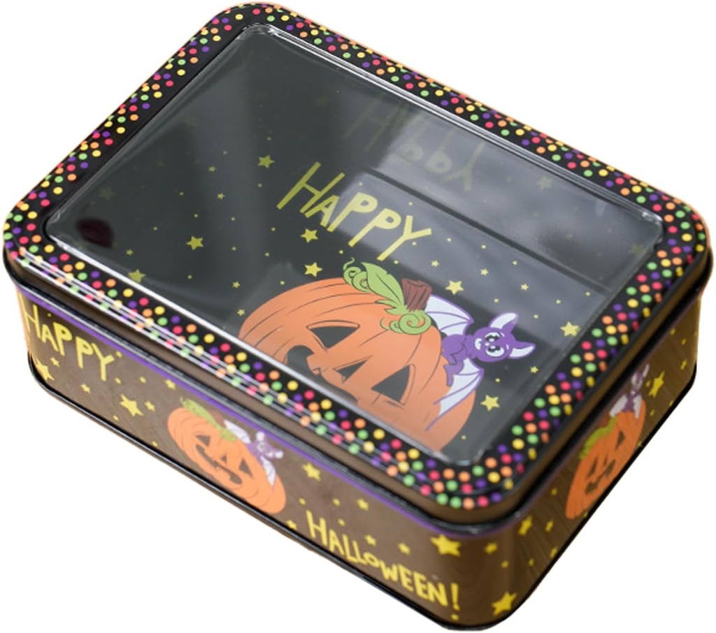 Halloween Cookie Tin Box, Halloween Box For Trick Or Treat, Empty Cookie Tins Boxes, Rectangular Empty Tins Boxes, Festive Storage For Snack Holiday
