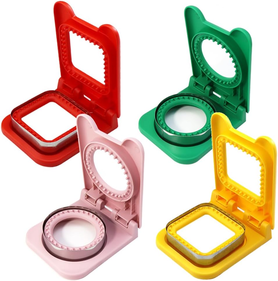 Sandwich Molds Cutter and Sealer, Sandwich Maker Sandwich Cutter and Sealer for Kids, Bread Sandwich Cutter Circle Square, Great for Lunchbox and Bento Box (4 Pcs)